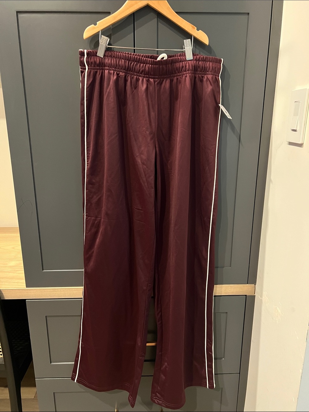 Ardene Burgundy Track Pants with White Side Stripe
